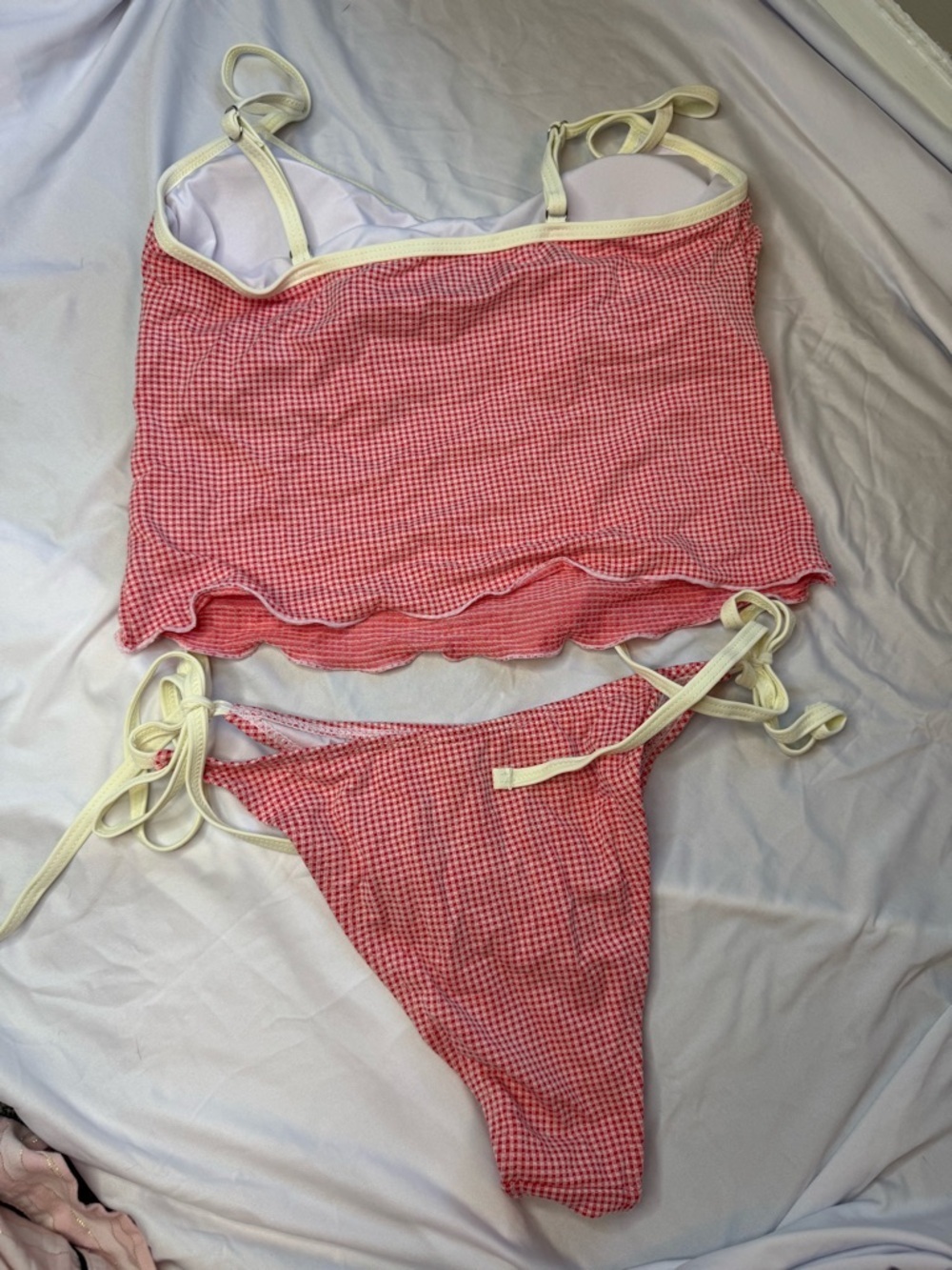 Zaful Red Gingham Bikini Set with Cream Trim — NWOT - Picture 2 of 3